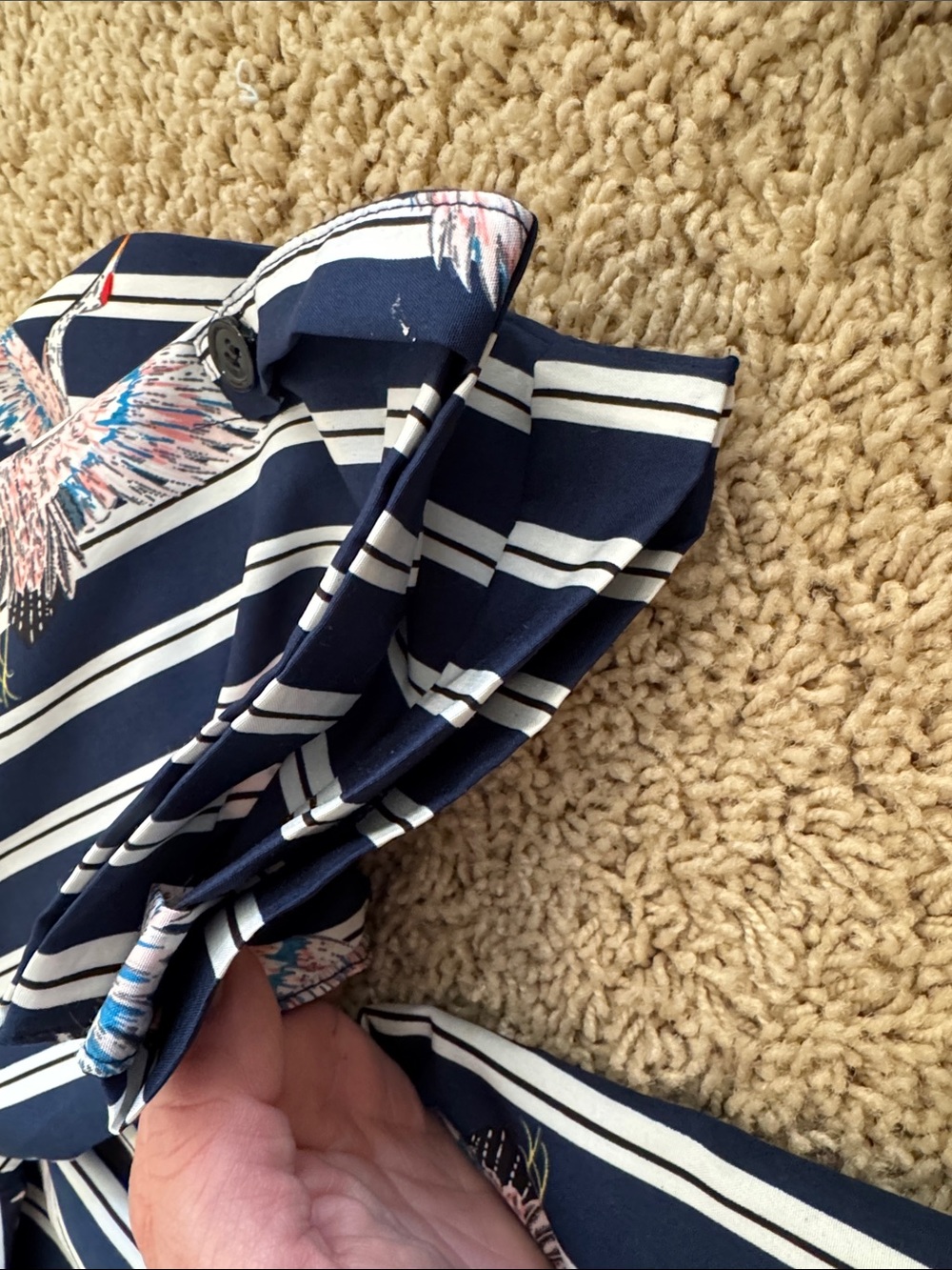L.A. Soul Womens Navy Striped Button-Front Shirt Dress Cover-up Crane Print, M - Picture 12 of 14